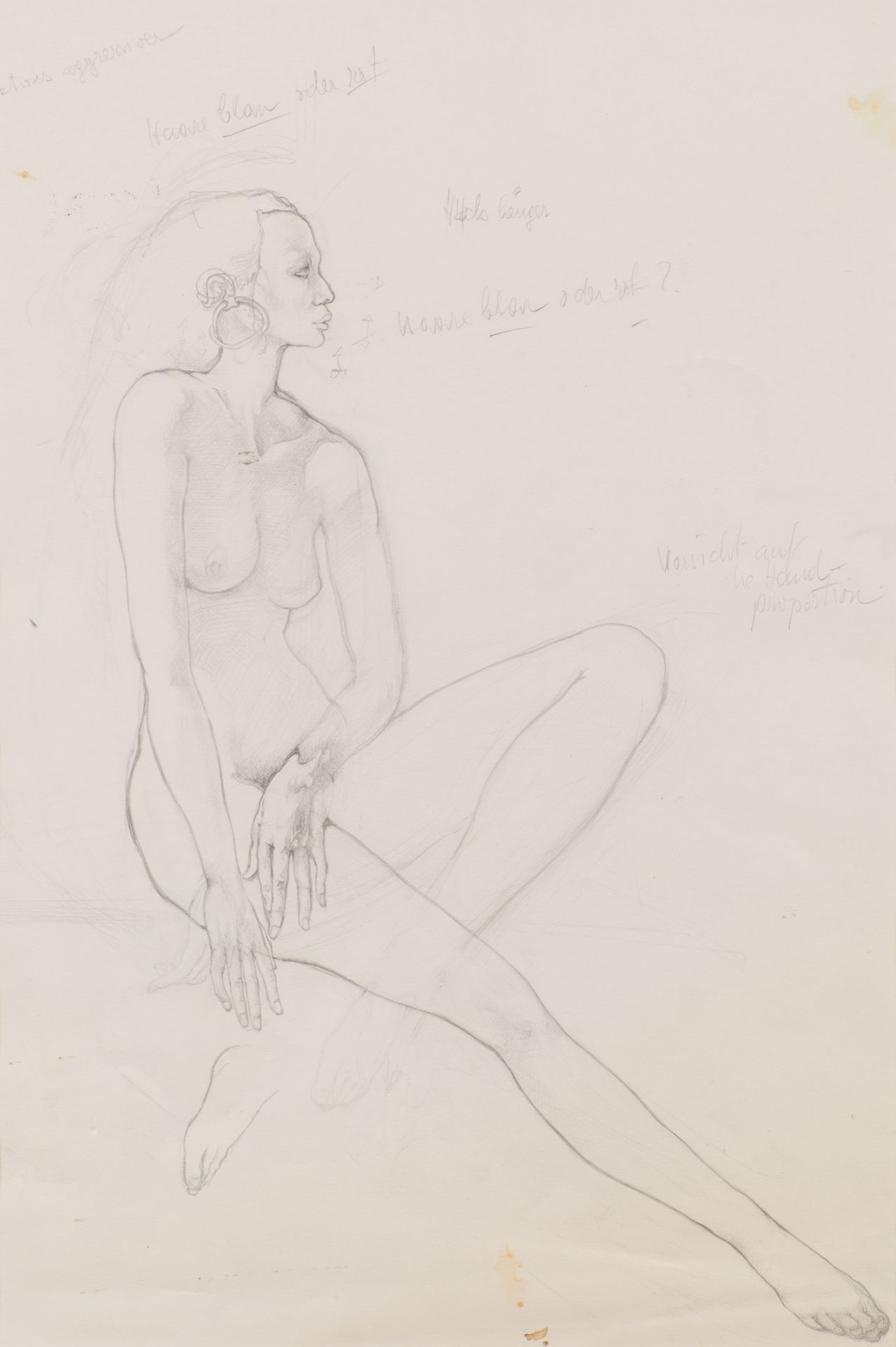 Helmut Leherb: Seated lady with earring (sketch for the continents faience cycle "Australia")