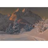 Alois Arnegger: Winterliche Gebirgslandschaft im Abendlicht