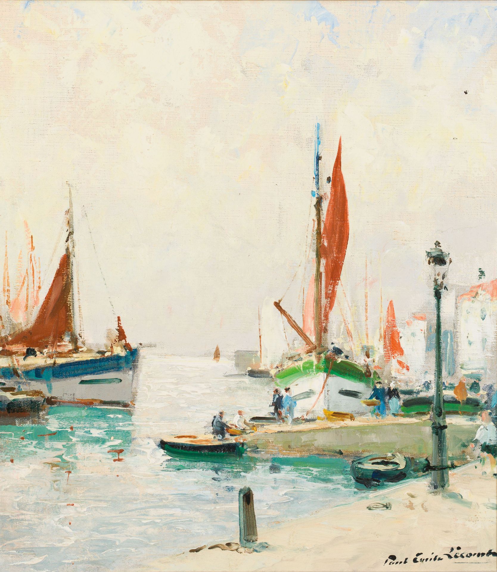 Paul Emile Lecomte: Harbour scene
