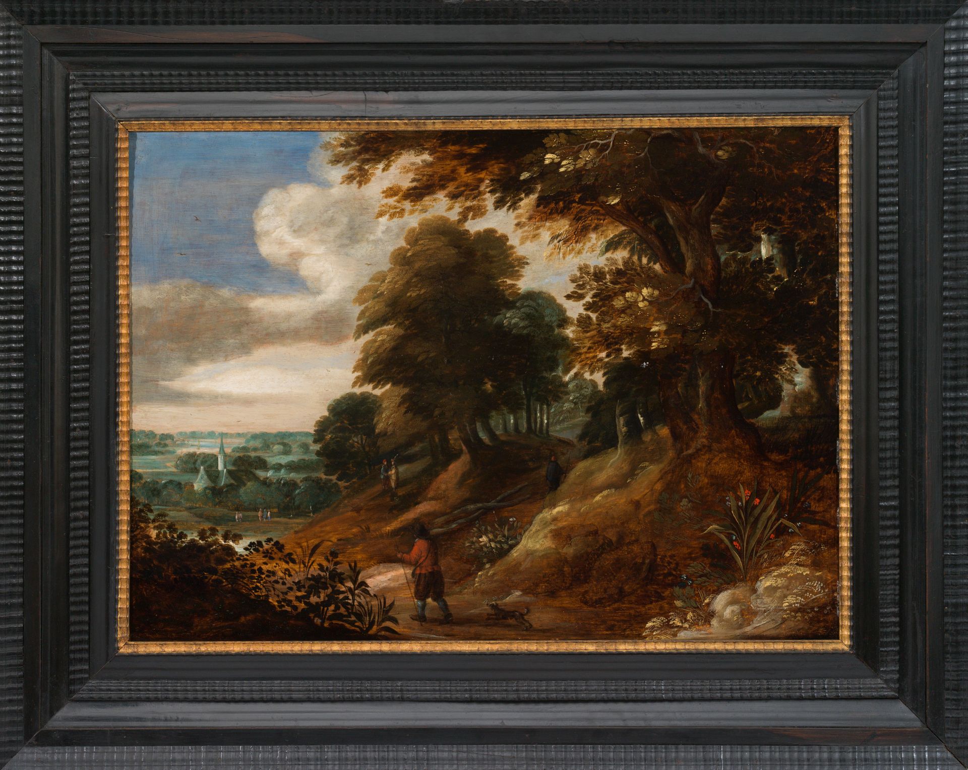 Dutch School: Forest landscape with hikers - Image 2 of 2
