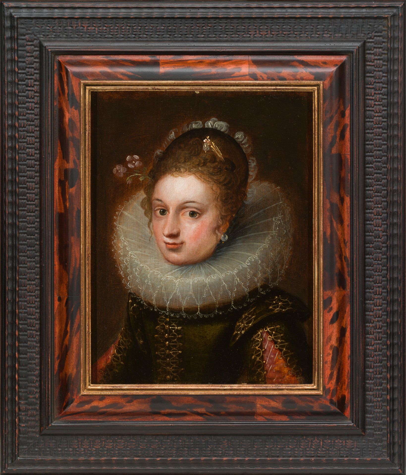 Attributed to Franz Pourbus the Younger : Portrait of a young lady - Image 2 of 2