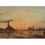 Künstler des 19. Jh.: Die Lagune von Venedig bei Sonnenuntergang