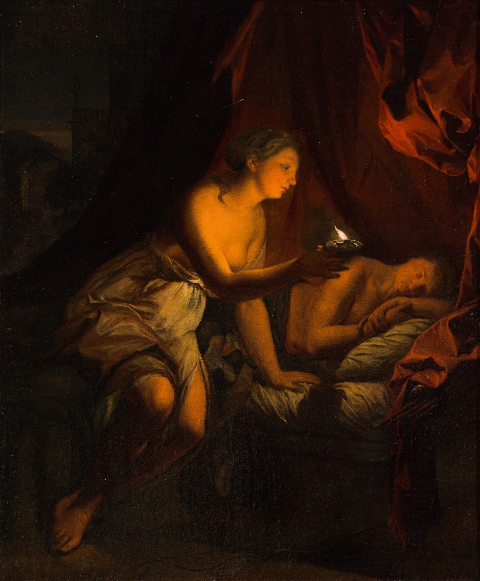 Dutch Master: Psyche surprises Cupid in his sleep