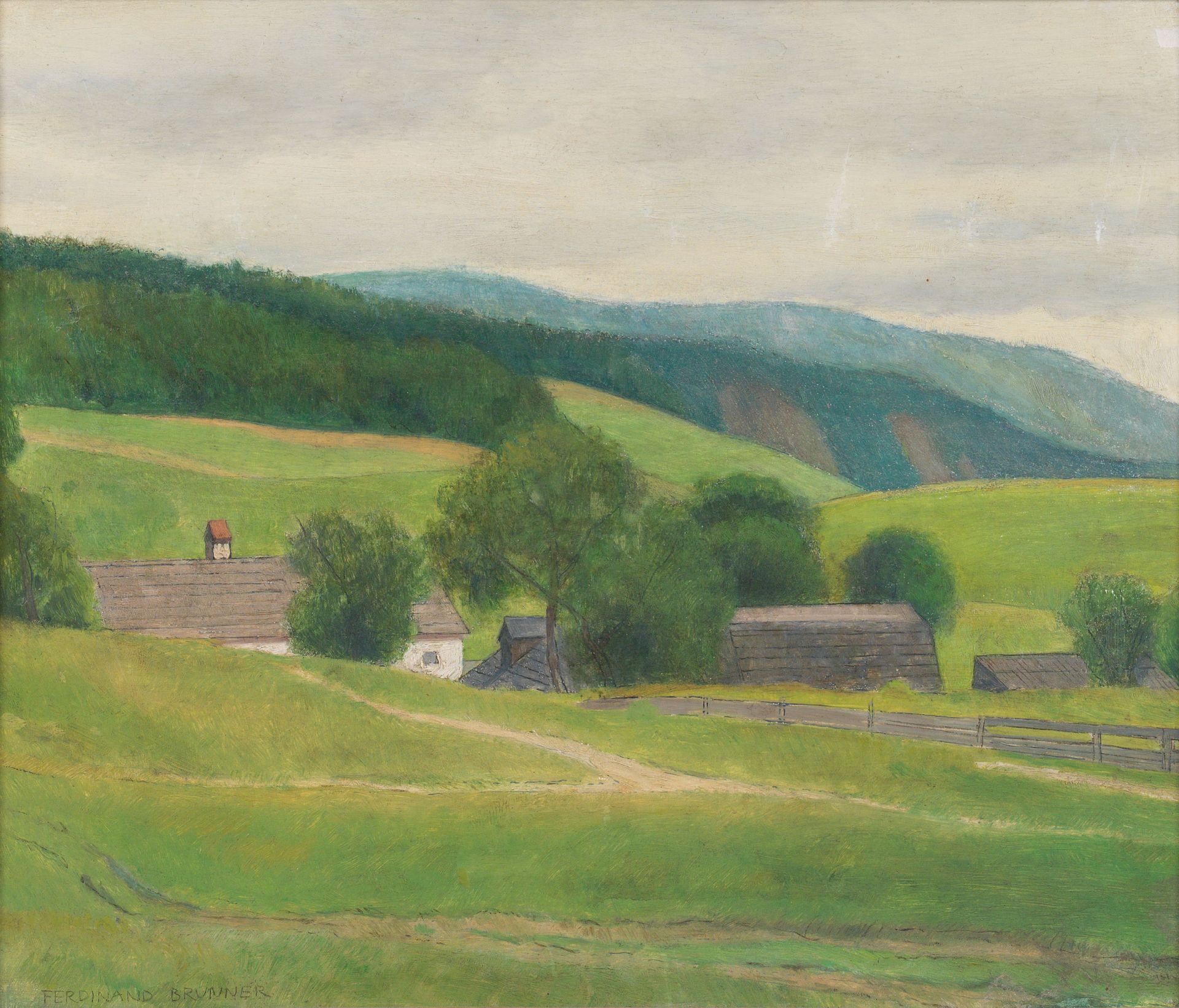 Ferdinand Brunner: Sommerliche Landschaft mit Bauernhof