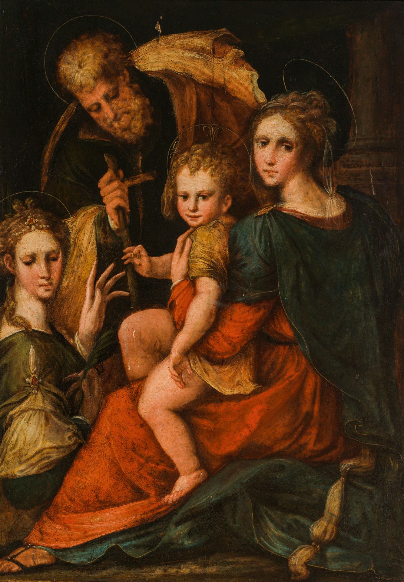 Follower of Girolamo Francesco Mazzola, genannt il Parmigianino : The mystical marriage of St. Cathe