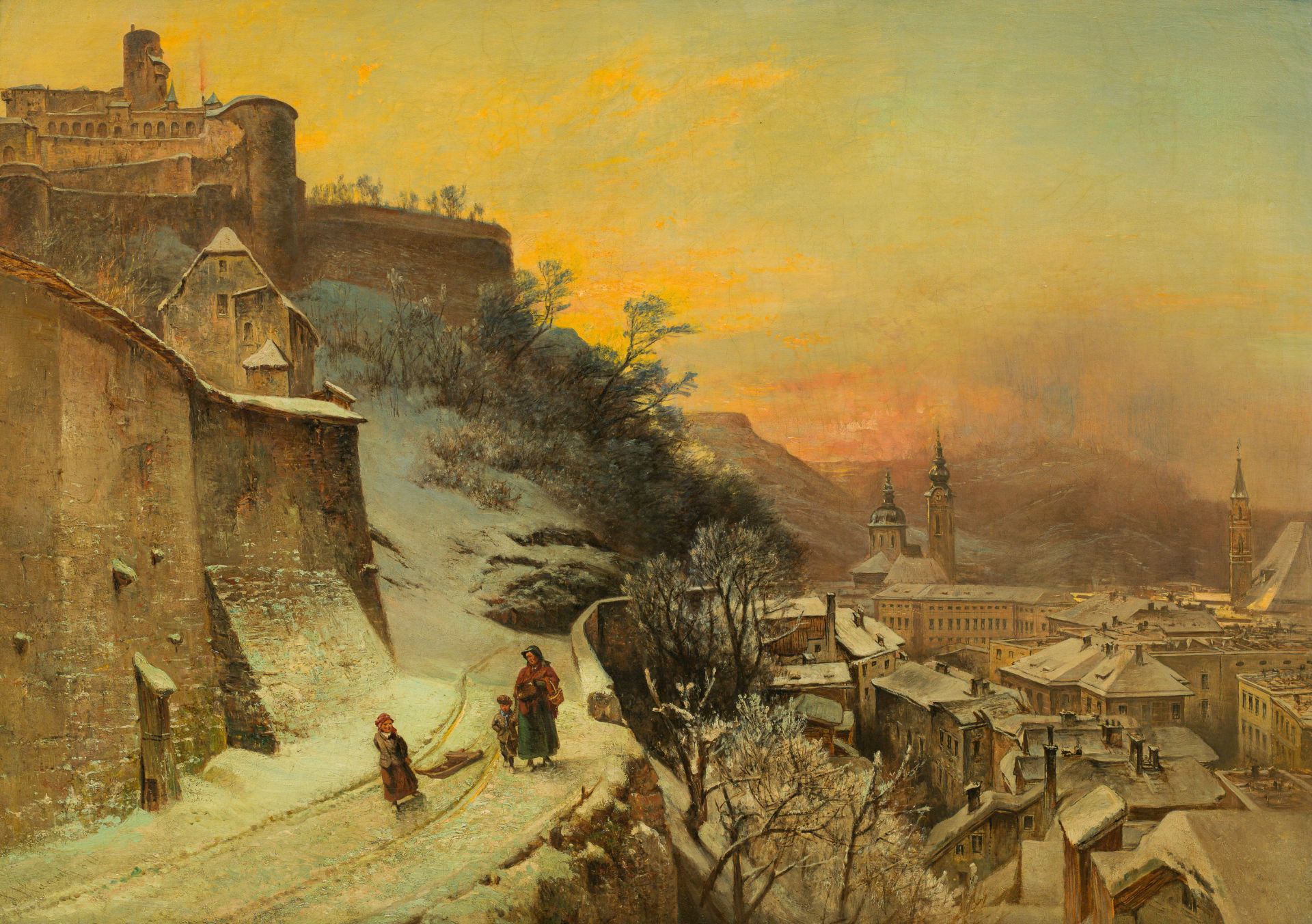 Anton Hansch: Blick auf Salzburg von der Festungsterrasse
