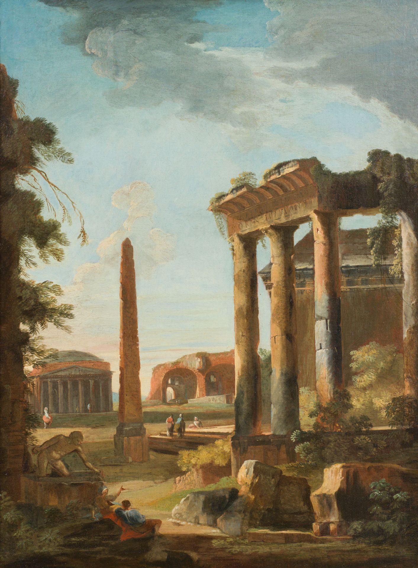 Circle of Giovanni Paolo Panini : Ruin landscapes (counterparts) - Image 2 of 2