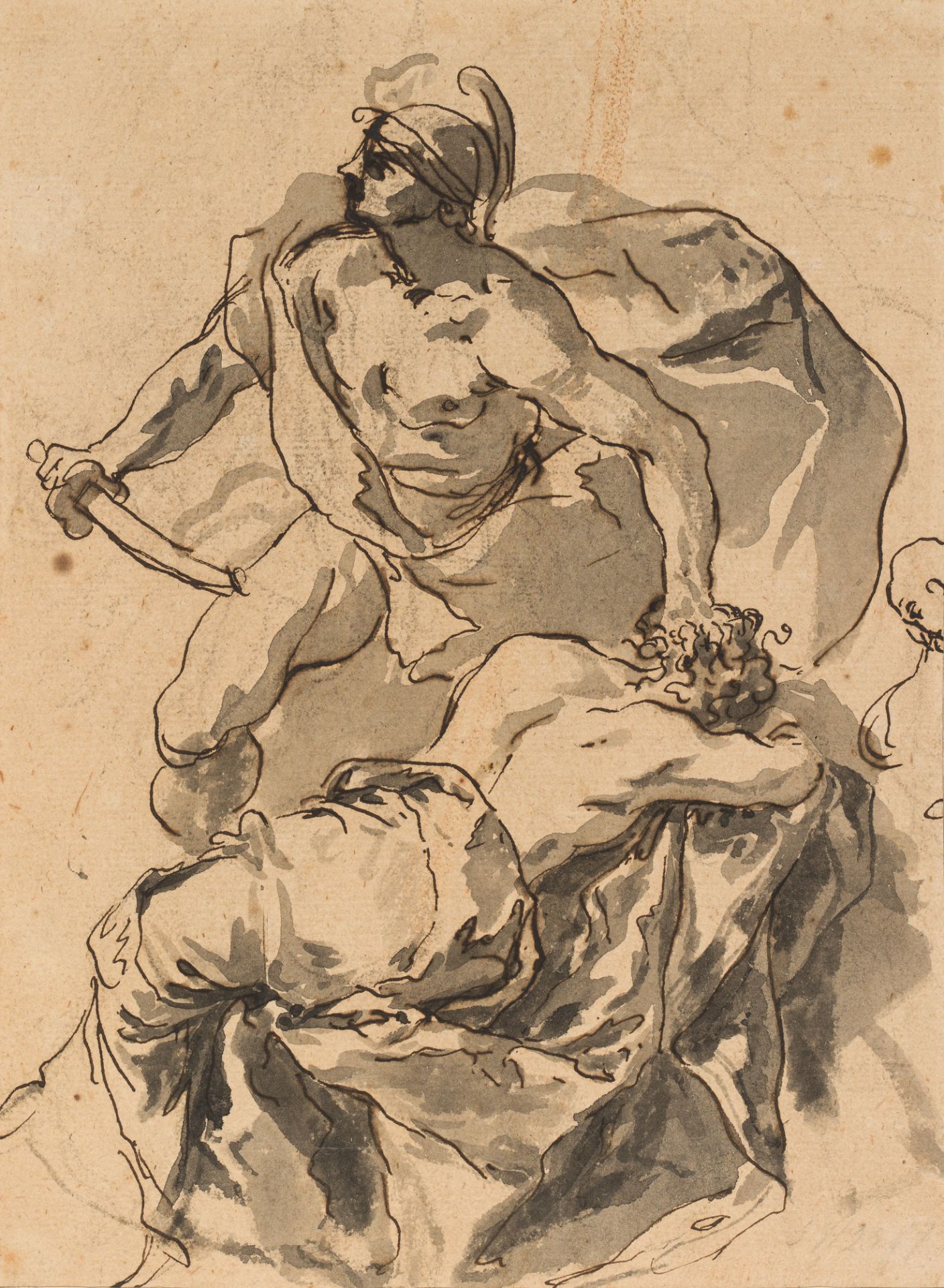 Italian Artist: Sacrifice of Iphigenia, male nude on the reverse