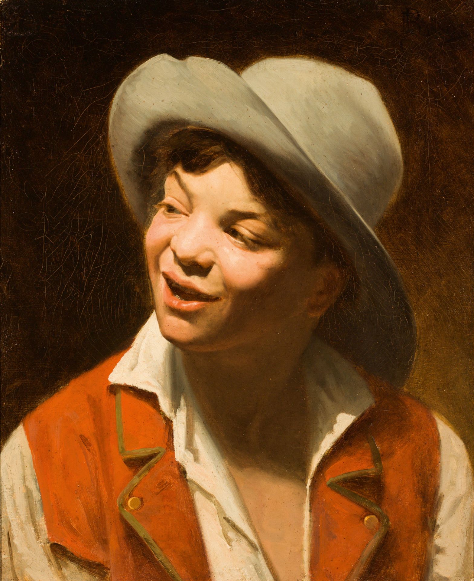 Ferdinand Bassot: Bildnis eines jungen Mannes mit grauem Filzhut