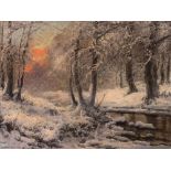 Laszlo Neogrady: Winterliche Waldlandschaft mit Bach