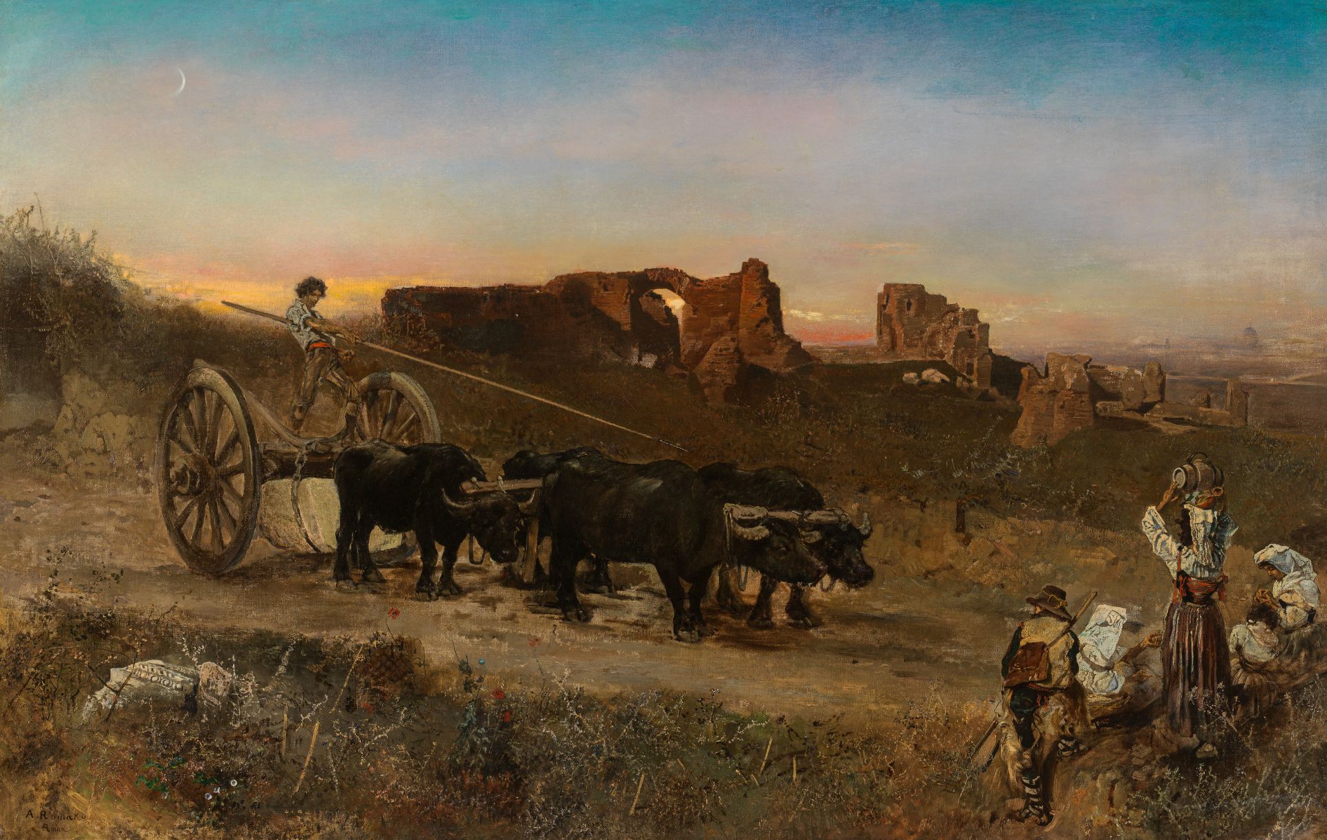 Anton Romako: Marble transport in the Campagna