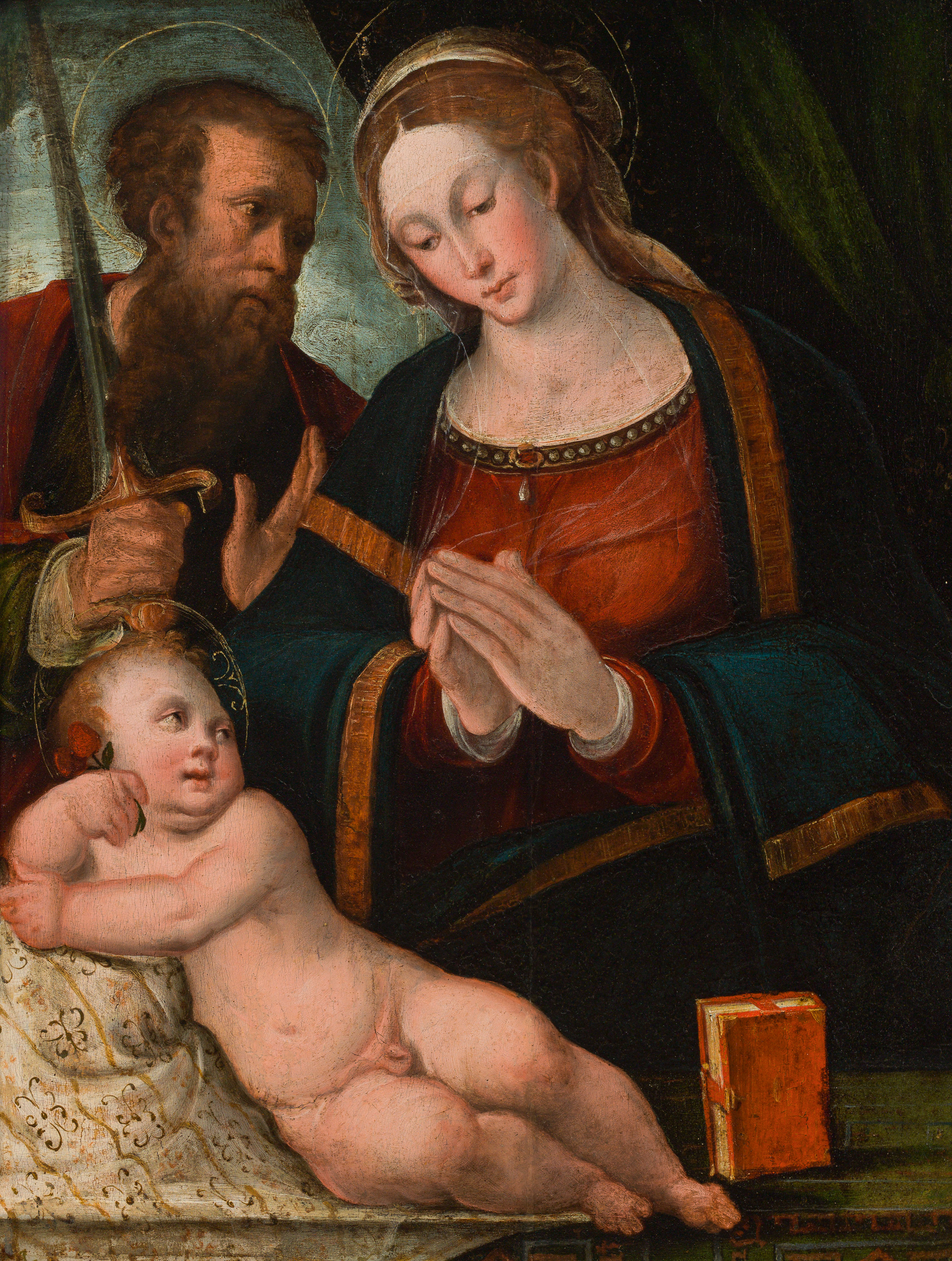 Attributed to Girolamo Marchesi, called Girolamo da Cotignola : Madonna with child and Saint Paul