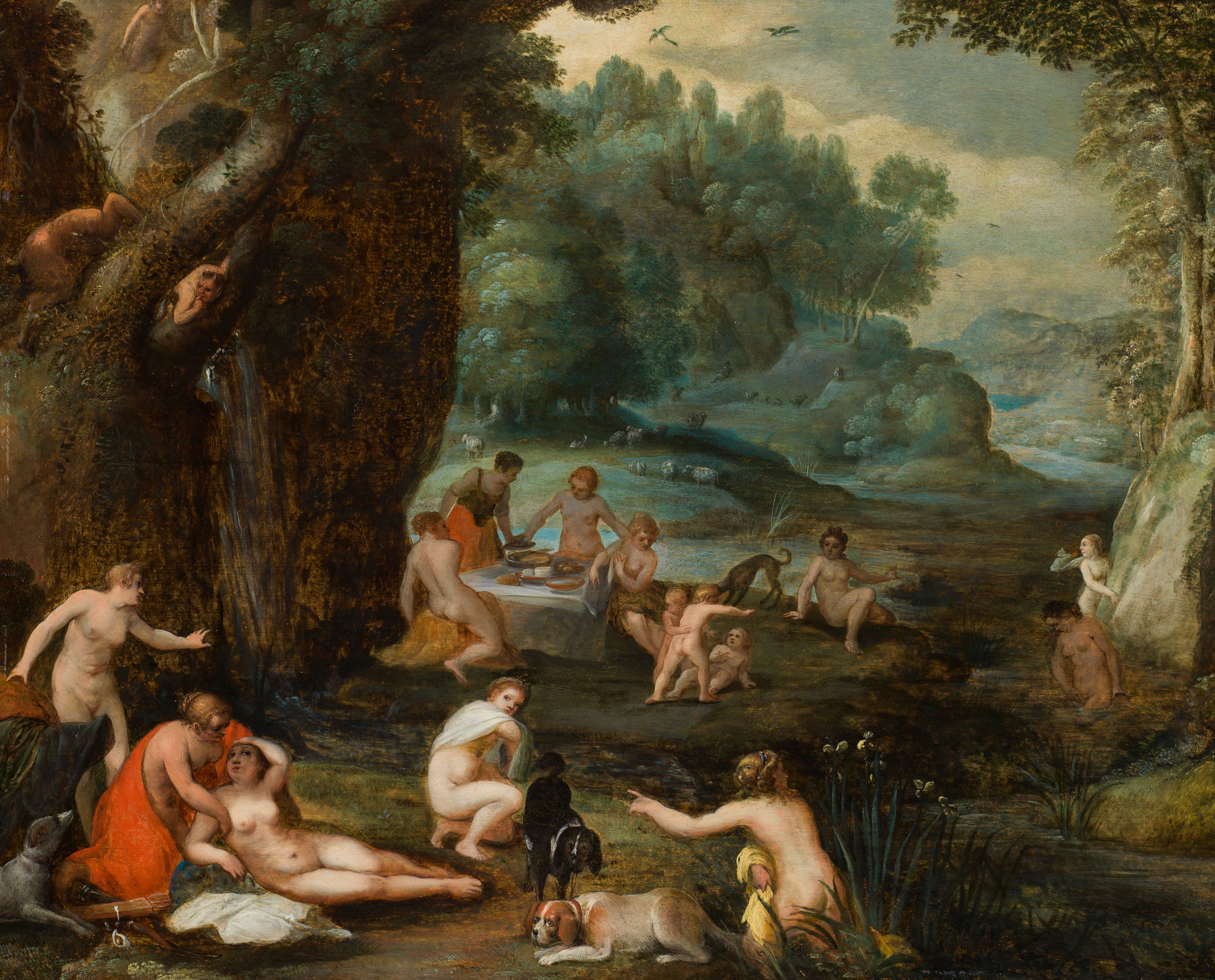 Adriaen van Stalbemt: Bathing nymphs spied upon by satyrs