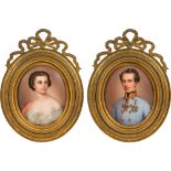 Künstler des 19. Jh.: Zwei Porträts: Kaiser Franz Joseph I. und Kaiserin Elisabeth