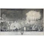 Jacques François BLONDEL (1705 - 1774). Feuerwerk über der Seine - Vue Générale Des Décorations ...e