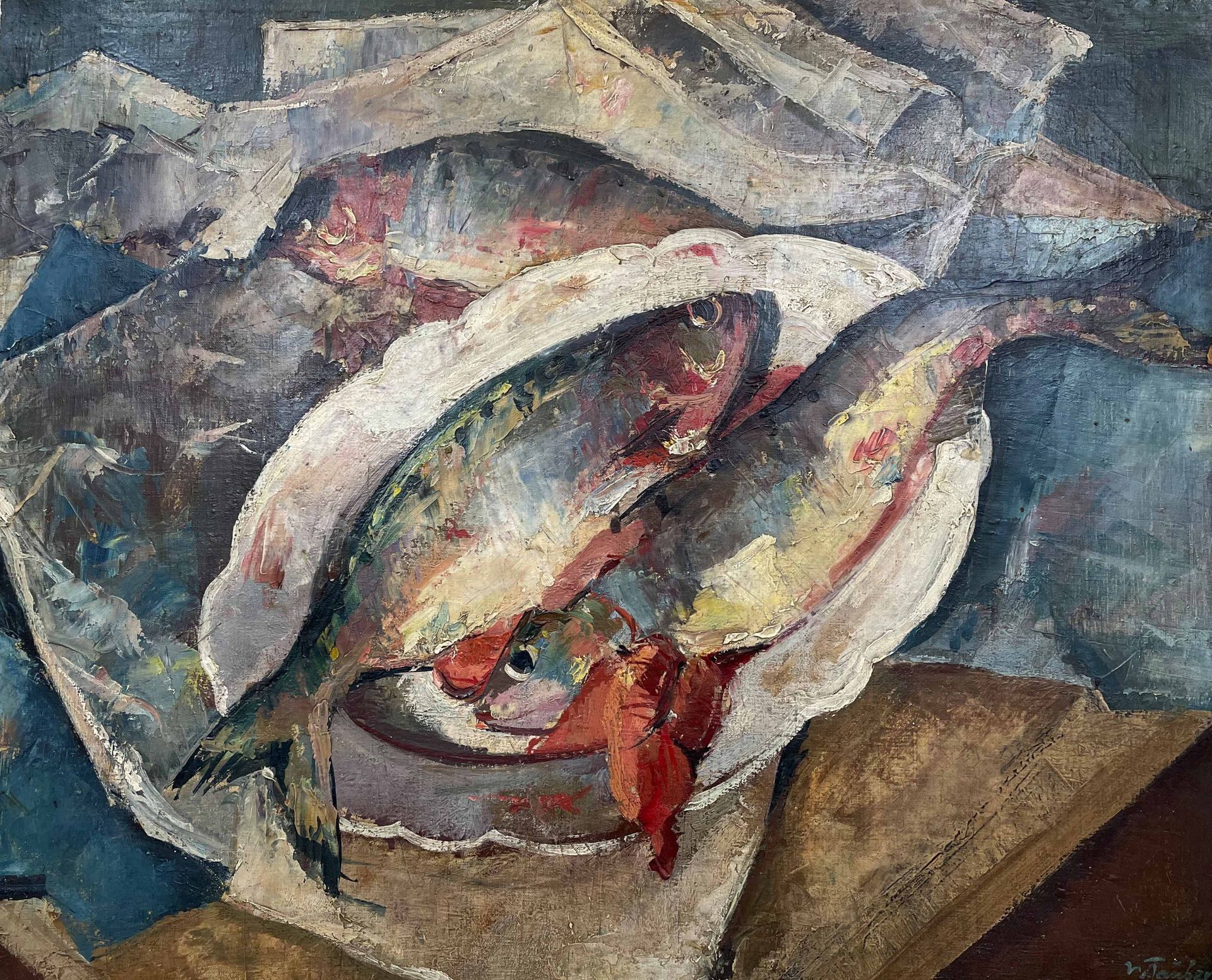 Wolfgang TAUBERT (1905 - 1990). Fischplatte.