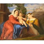 UNSIGNIERT (XVII - XVIII). Heilige Maria mit Kind und Maria Magdalena.