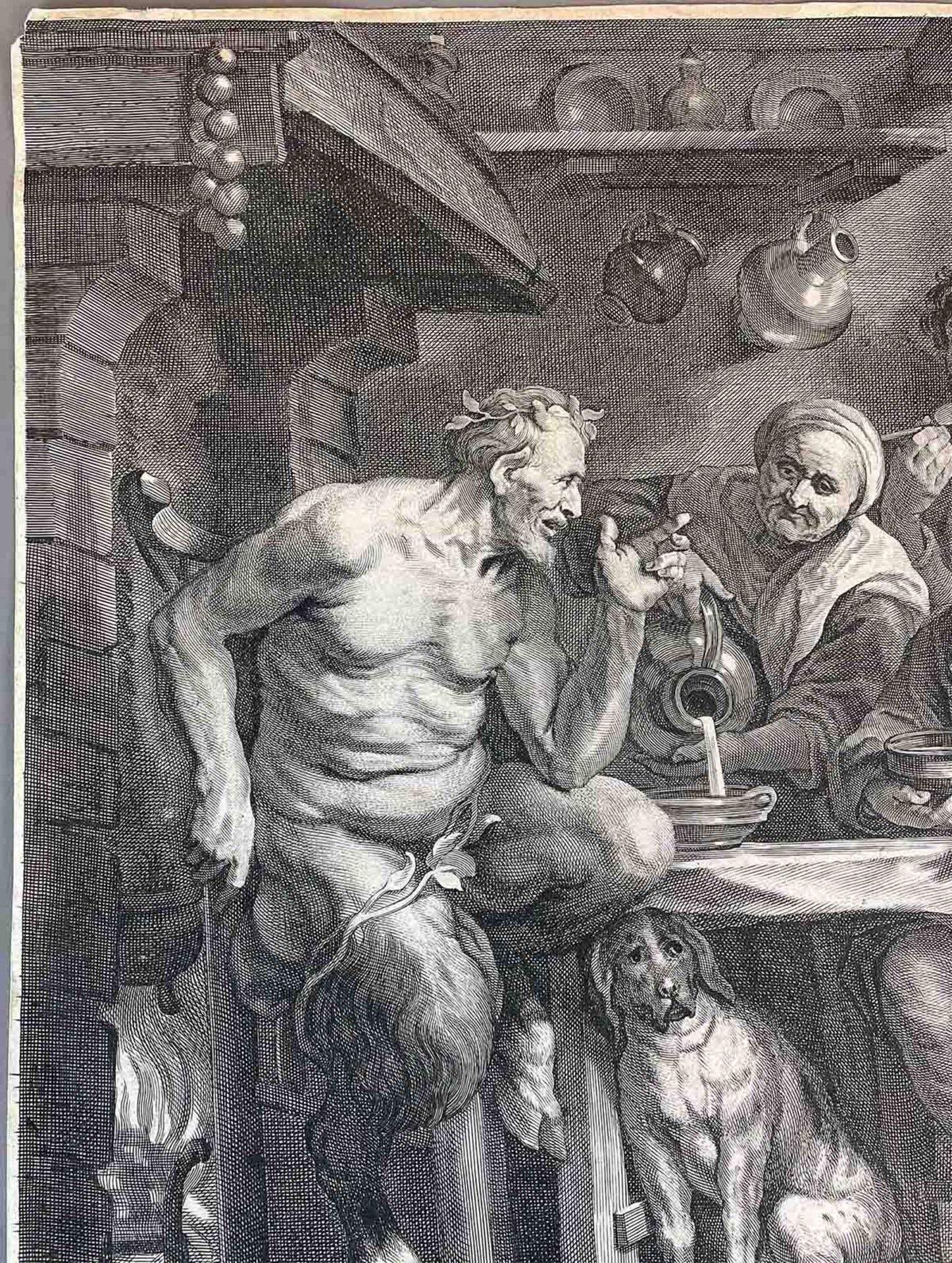 Jacobus NEEFS (1610 - 1660). Satyr, eine Bauernfamilie besuchend. - Image 4 of 9