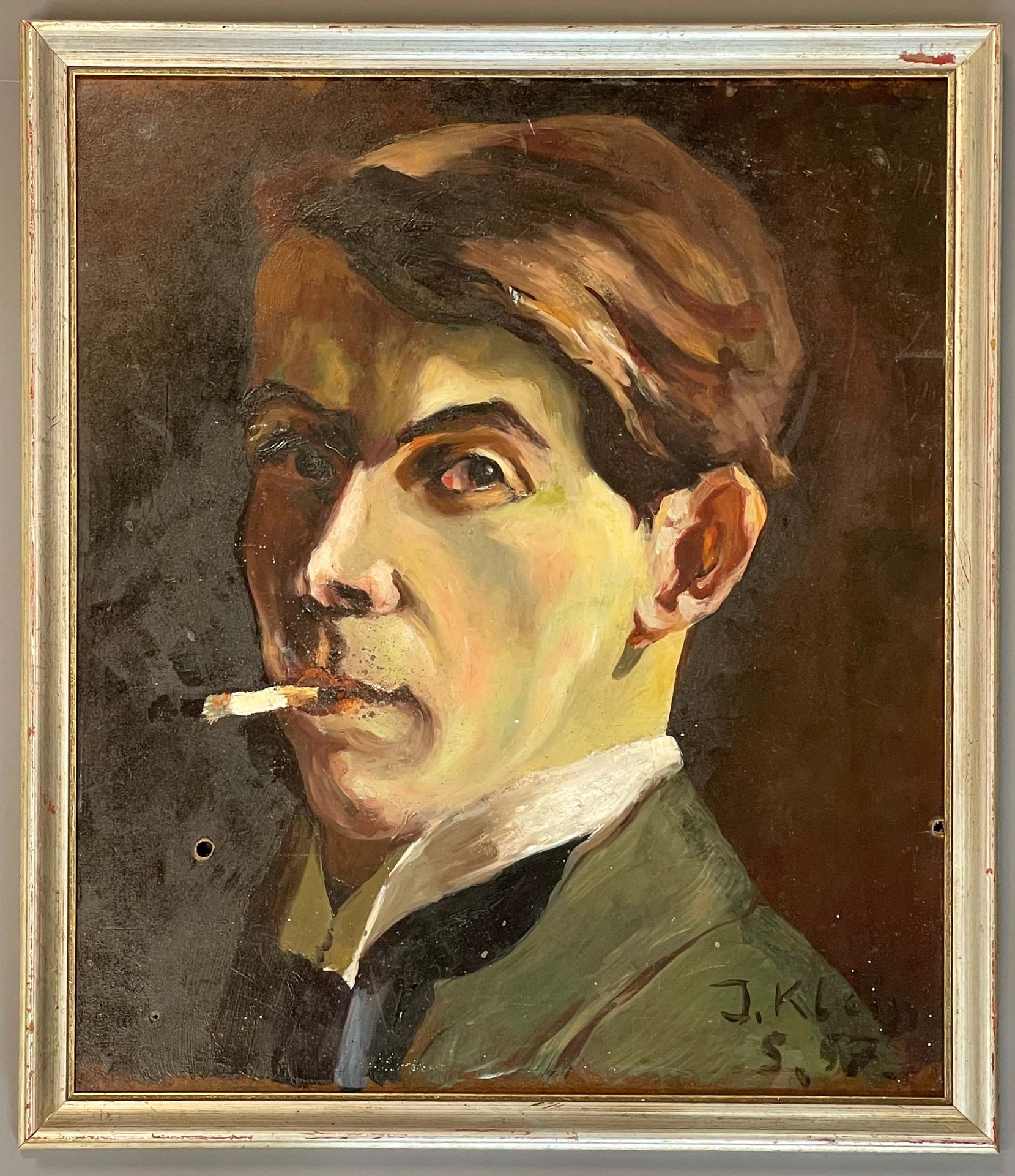 J. KLEIN (XX). Herrenportrait mit Zigarette (1957). - Bild 2 aus 13