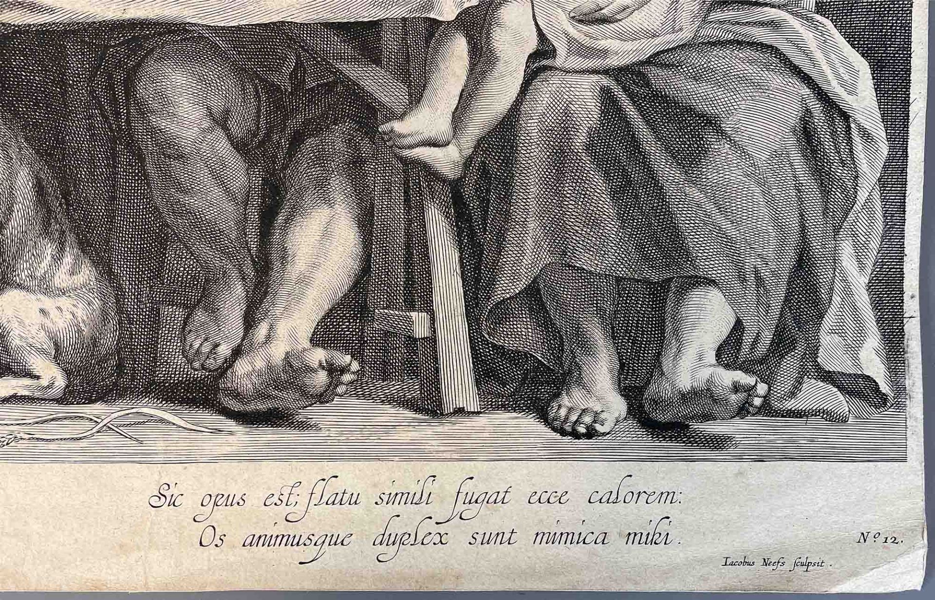 Jacobus NEEFS (1610 - 1660). Satyr, eine Bauernfamilie besuchend. - Image 3 of 9