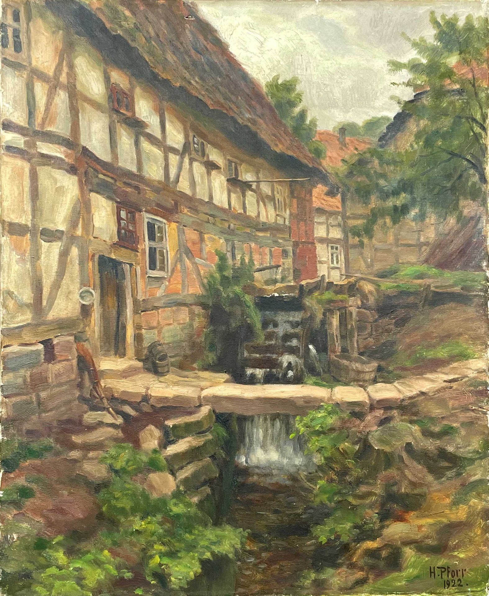 Heinrich PFORR (1880 - 1970). Mühle am Hasselbach. Datiert 1922.