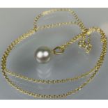 Halskette 585 Gelbgold mit Perlenanhänger.