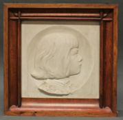 Relief, Marmor, "Knabenbildnis Frodewin Illert", 19./20. Jh., 36 x 36 cm