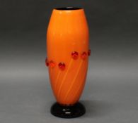 Vase, "Soffioni", Murano, 2001, Carlo Moretti, nummerierte Auflage 65/200, Glas, orange hinterfange