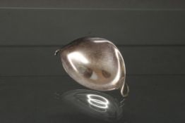 Blatt-Brosche, gepunzt Georg Jensen, Denmark, Silber 925, 7 x 4 cm, 35 g