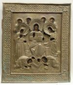 Ikone, Tempera auf Holz, "Deesis", 19. Jh., mit Metalloklad, 30 x 26 cm