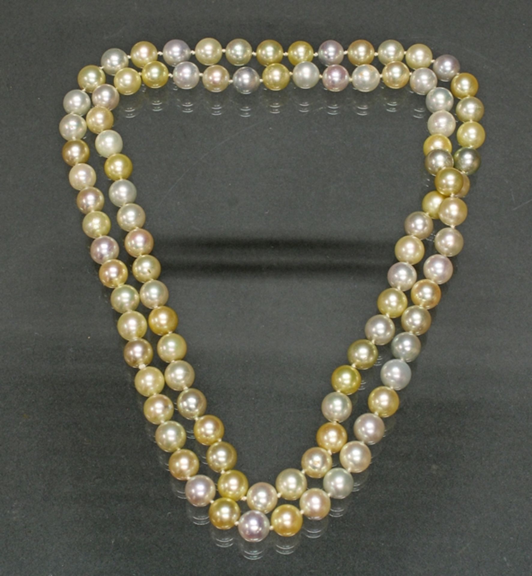 Perlenkette, endlos, multicolour, 94 Akoya-Zuchtperlen ø ca. 8.9 mm, 92 cm lang