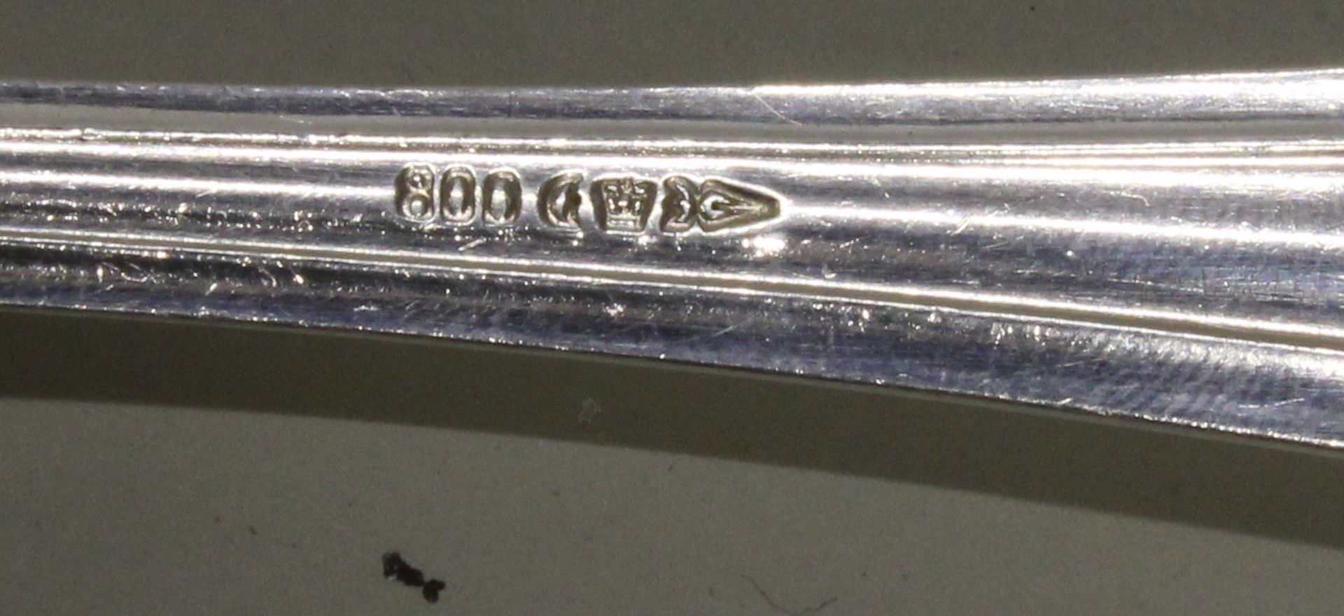 Besteck, 92-tlg., Silber 800, Bremer Silberwaren Fabrik, Dekor Friederike, meist Monogramm: 11 Vors - Bild 2 aus 2