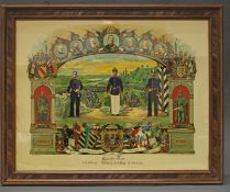 Reservistenbild, "Es lebe hoch das Regiment", 1. Weltkrieg, Chromolithografie, Fotomontage, "Zur Er