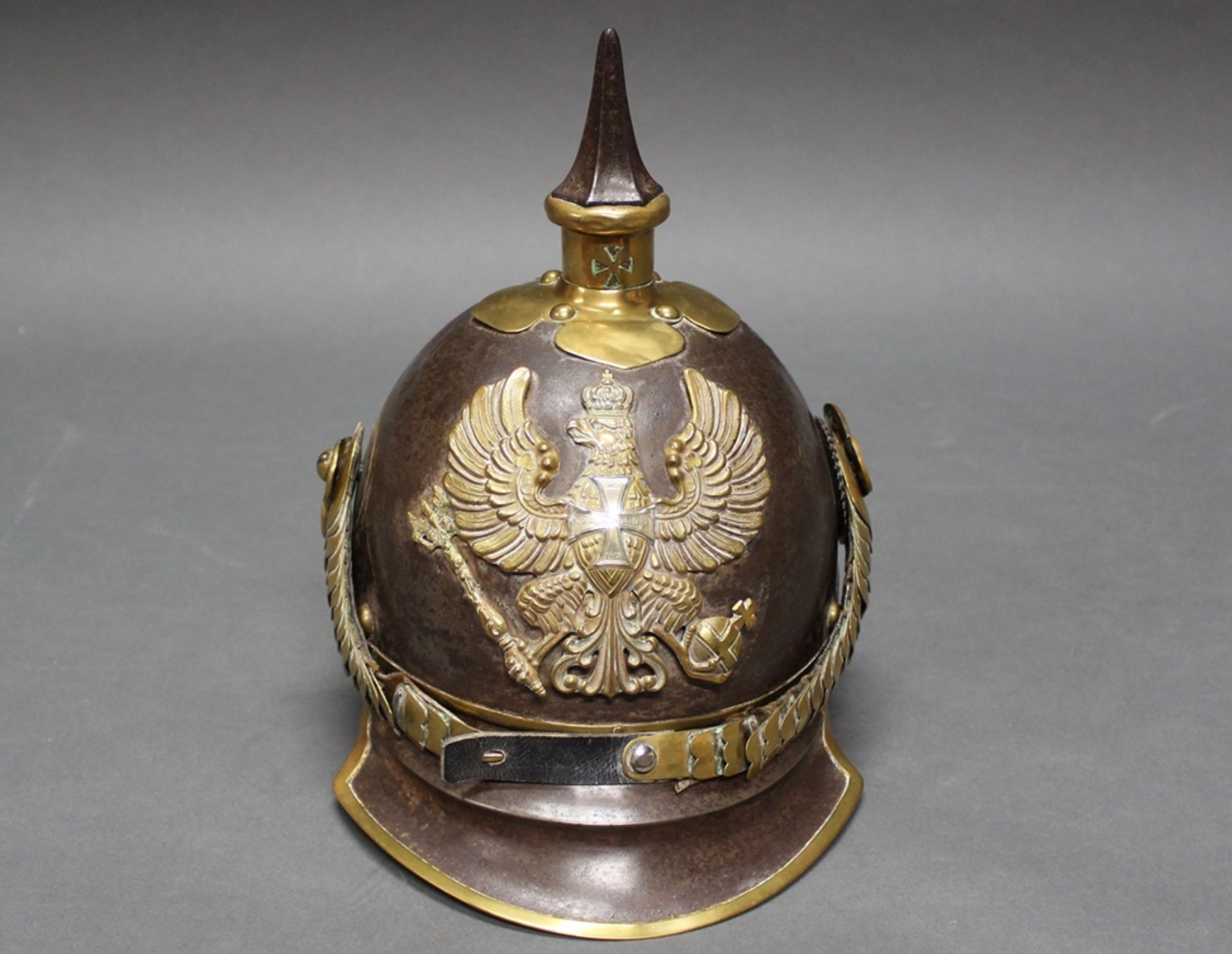 Kürassier-Helm, "Pickelhaube", Preußen, ab 1867, Modell M 1867, für Offiziere, Landwehr, Eisenglock - Bild 4 aus 6