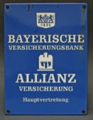 Emailschild, "Bayerische Versicherungsbank Allianz Versicherung Hauptvertretung", Eisenblech, blau-