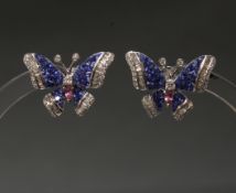 Paar Ohrstecker, 'Schmetterlinge', WG 750, Brillanten und Diamanten zus. ca. 0.56 ct., etwa tw-w/vs