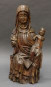 Skulptur, Holz geschnitzt, "Muttergottes mit Kind", im gotischen Stil jedoch wohl 19. Jh., ca. 65 c