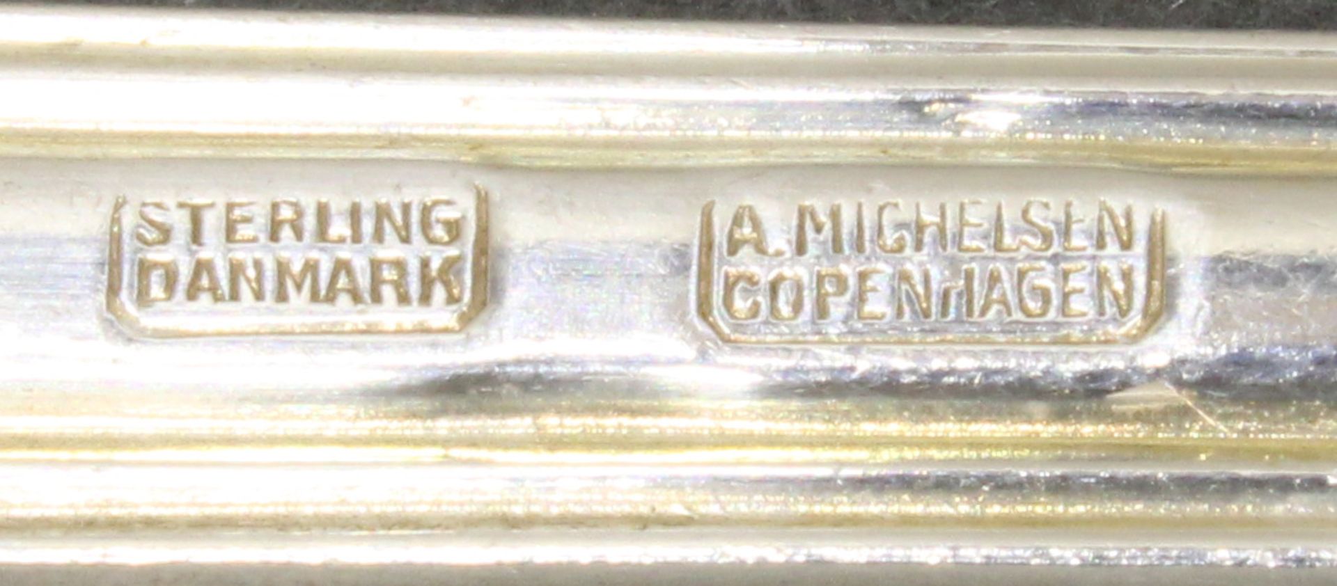 Besteck, 75 tlg., Silber 925, Kopenhagen, 20. Jh., Anton Michelsen, Dekor Rosenborg: 6 Vorspeisegab - Bild 2 aus 3