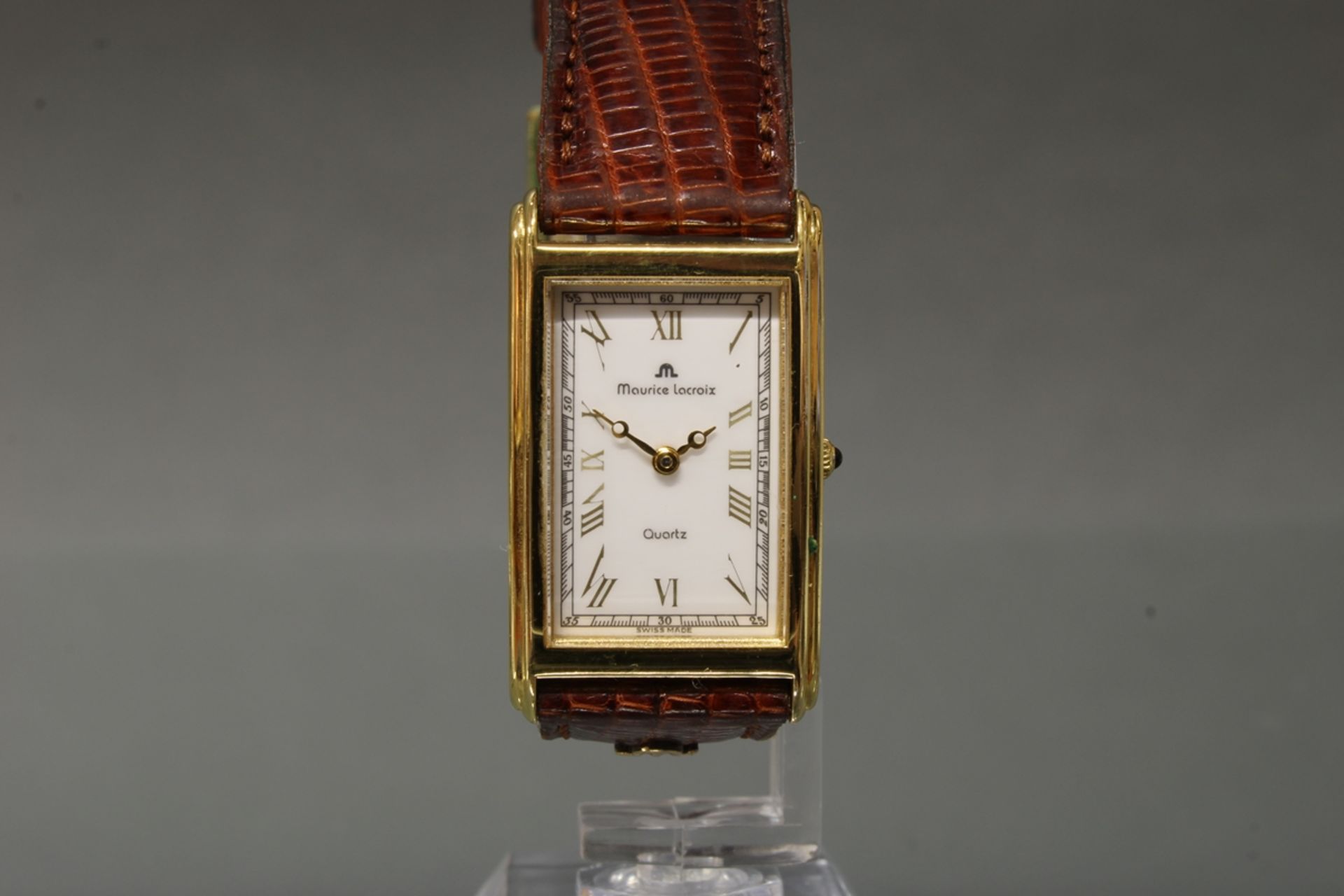 Damenarmbanduhr, Maurice Lacroix, Stahl/Gold, Quarz, weißes Zifferblatt, goldene römische Stundenzi