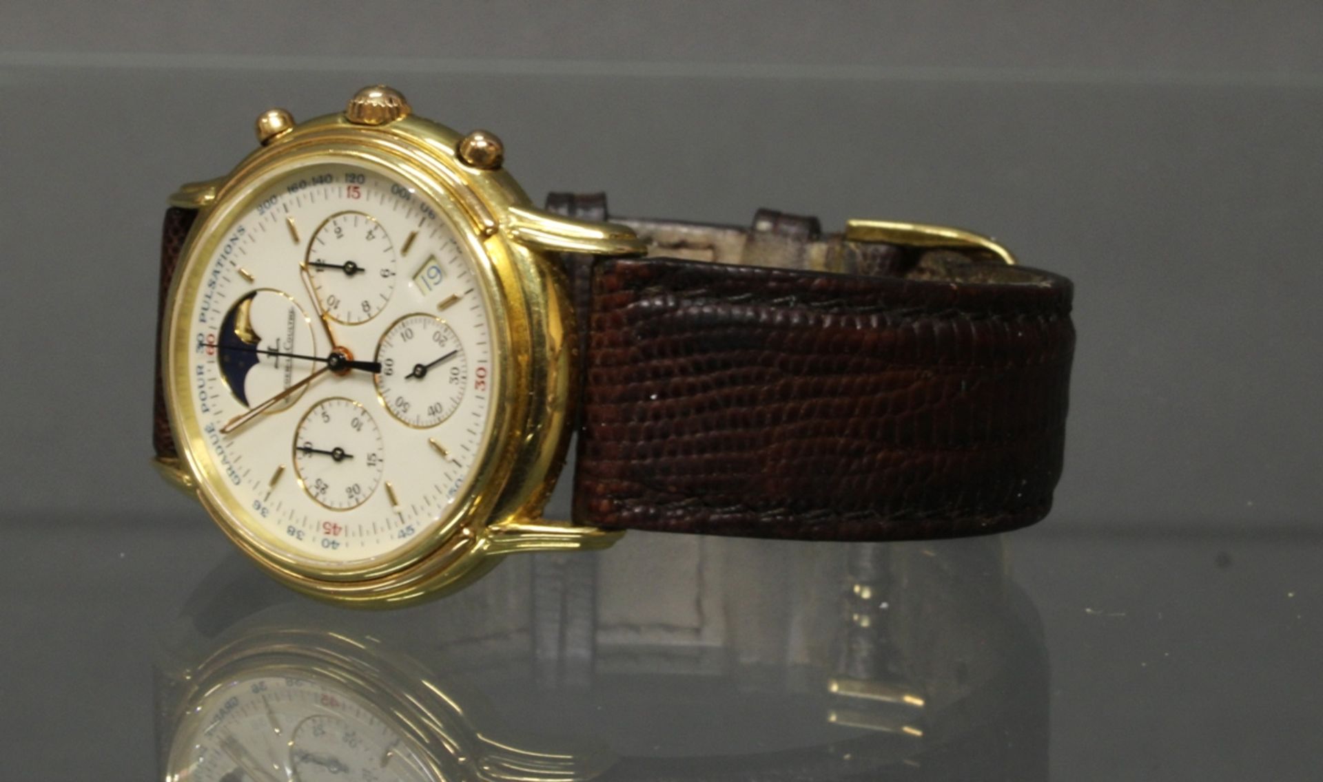 Herrenarmbanduhr, Jaeger LeCoultre, Modell Odysseus, Nr. 0125, Chronograph mit Mondphase, von 1996, - Bild 3 aus 5