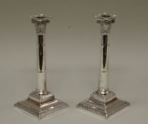 Paar Kerzenleuchter, Silber 925, Viktorianisch, Sheffield, 1892, Hawksworth, Eyre & Co. Ltd., Säule