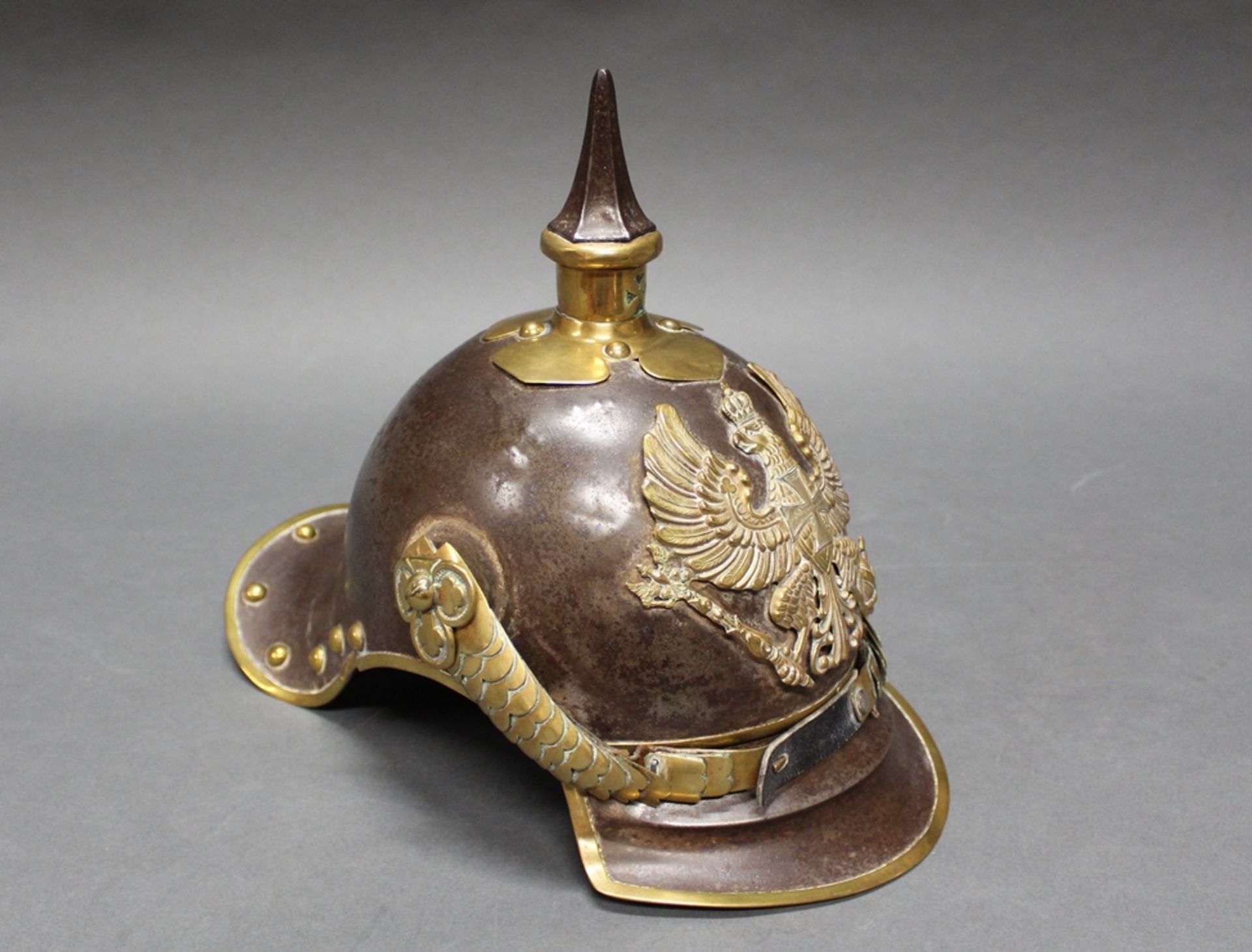Kürassier-Helm, "Pickelhaube", Preußen, ab 1867, Modell M 1867, für Offiziere, Landwehr, Eisenglock - Bild 3 aus 6