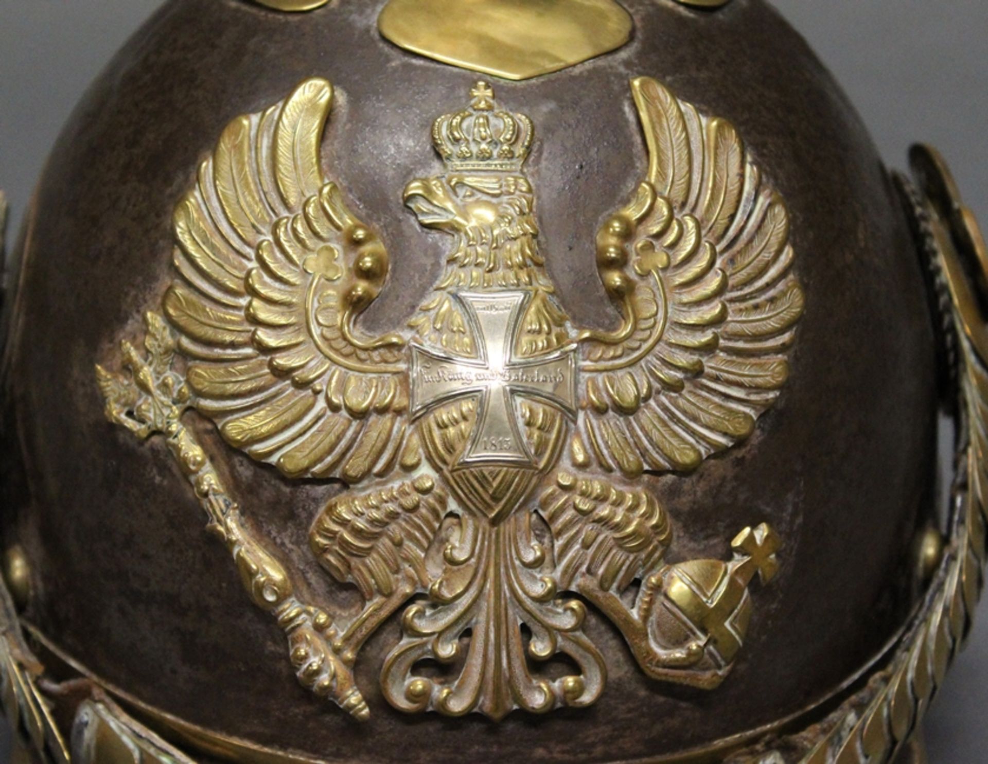 Kürassier-Helm, "Pickelhaube", Preußen, ab 1867, Modell M 1867, für Offiziere, Landwehr, Eisenglock - Bild 5 aus 6