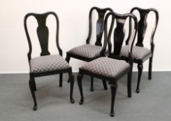 4 Stühle, 20. Jh., Hepplewhite-Form, Klavierlack, Polsterbezug Wolfgang Joop, erworben bei Pesch In