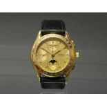 Herrenarmbanduhr, Gucci, Automatik-Chronograph, Modell 730, Serien-Nr. 24475, GG 750, goldfarbenes