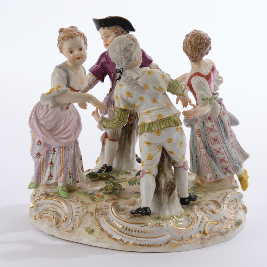 Porzellangruppe, "Kinderreigen", Meissen, Schwertermarke, 1850-1924, 1. Wahl, Modellnummer 2728, po