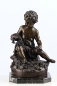 Bronze, braun patiniert, "Bacchus", auf Marmorsockel, 26 cm hoch