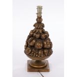 Lampenfuß, "Obstkorb", Holz geschnitzt, goldbronziert, ca. 62 cm hoch