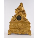 Figurenpendule, "Edelmann mit Buch", Frankreich/Belgien, um 1840/50, matt feuervergoldete Bronze, h