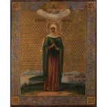 Ikone, Öl auf Holz, Goldgrund, "Heilige Märtyrerin Paula", Russland, Ende 19. Jh., 27 x 22 cm, ein
